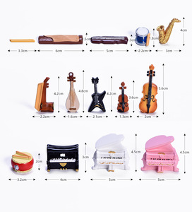 Ornements miniatures <span class=keywords><strong>en</strong></span> résine pour paysages, instruments de musique réalistes (piano, guitare), décorations créatives miniatures pour bureau - Product Image 2