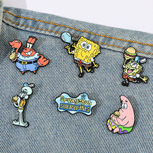 Broche de metal esmaltado de aleación con diseño creativo de Bob Esponja, Pie Star, Octopus Brother, de dibujos animados - Product Image 1