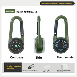<span class=keywords><strong>Boussole</strong></span> mousqueton double face en alliage de zinc étanche pour extérieur, avec clip à dégagement rapide et thermomètre à aiguille métallique de style circulaire - Product Image 4