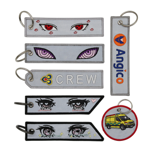 Sublimation Embroidery Keychain Merrow Border Iron <strong>on</strong> Embroidered Patch With <strong>Keyring</strong> for Garments Custom Woven Key Tag - Product Image 2