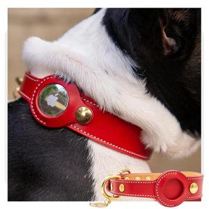 Grensoverschrijdende Anti-Verloren Hond Gps Positionering Kraag Met Airtag Tracker Beschermende Lederen Case Effen Patroon Linten Decoratief - Product Image 4