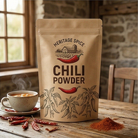 Bolsa de plástico de calidad alimentaria con impresión digital de logotipo personalizado para envasado de chile picante en polvo, bolsa resellable tipo Doypack.