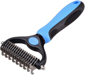 Herramienta de aseo para mascotas, rastrillo bajo de <span class=keywords><strong>2</strong></span> lados para gatos y perros, peine desmatador seguro para alfombras fáciles y eliminación de ángulos - Product Image 1