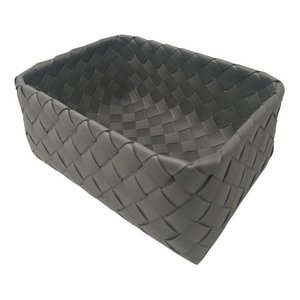 ตะกร้าใส่อาหารพลาสติก (27x19x10 ซม.) พร้อมโครงเสริมขอบสแตนเลส BUFFET สีเทา 2465G027PCV - Product Image 1