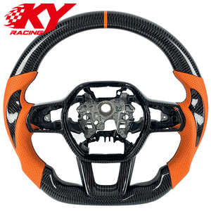 Volant sport racing personnalisé en fibre de carbone et cuir orange pour Honda Civic 11ème génération, Accord, CRV, Type R, Acura Integra - Product Image 1