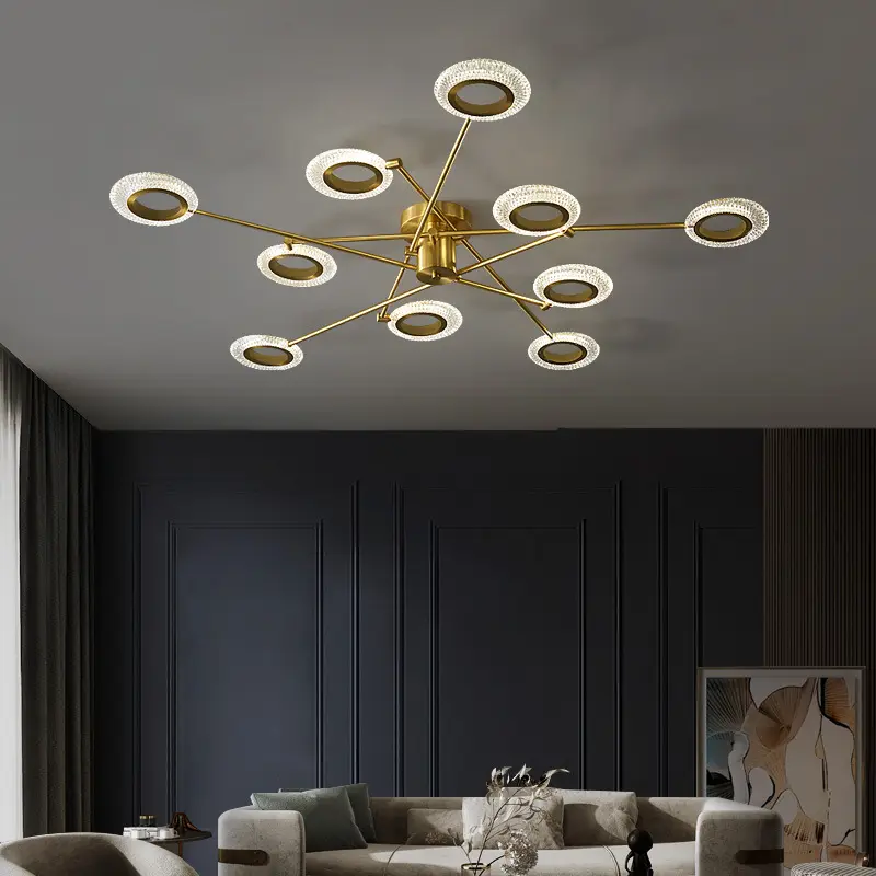 All copper light luxury Nordic living room ceiling lamp simple modern atmosphere master bedroom lamp study 2022 new ceiling lamp