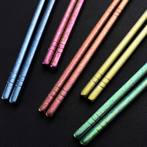 Pure <b>Titanium</b> Chopsticks 23.5cm Colored Semi-Square Round Travel Outdoor Cutlery Non Slip Mildew Resistant Food Grade - Product Image 3