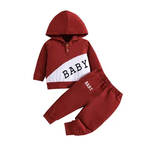 Low Price Ready To Ship Red Wine Kids New Born Gift Sets Baby Clothes Newborn hoodies pants