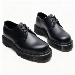 Chaussures en cuir basses à semelle épaisse de créateur, style décontracté, rehaussantes, à bout rond, à lacets, antidérapantes, type bottines courtes, pour la marche - Product Image 4