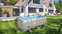 Ensemble de piscine rectangulaire grise, piscine extérieure sans fin hors sol, piscines hors sol