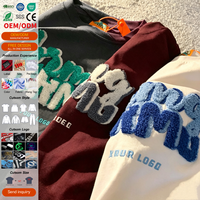 Patchs en chenille personnalisés 220g, logo lettre, broderie chenille, styles de broderie pour t-shirt, logo graphique vieilli, broderie 3D effet serviette pour t-shirt
