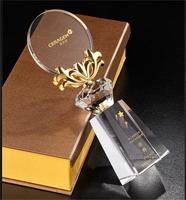Nouveau Design Or Argent Bronze Métal Fleur Cristal Trophée Récompenses MH-J0607