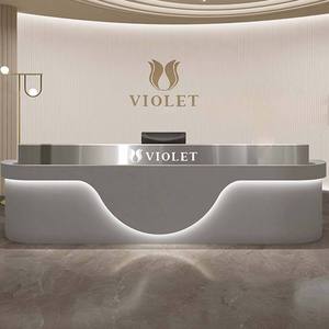 Table de comptoir en marbre blanc durable avec lumière LED pour salon de beauté Nail <span class=keywords><strong>Shop</strong></span> - Product Image 3