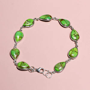 Bracelet de pierres précieuses en argent sterling 925, bijoux de bracelet de turquoise en cuivre bleu naturel, bijoux de pierres précieuses en argent de fabricant - Product Image 5