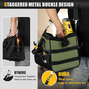 Heavy Duty Tool Bag 15-Inch, 16-Pocket Portable Tool <strong>Box</strong> Organizer <strong>Storage</strong>, Tactical Tote Bag with Large Zipper