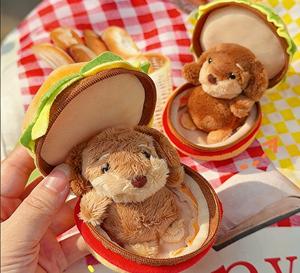 Lindo llavero de peluche de perro salchicha Pabaisi, juguetes de peluche de cachorro Dachshund de dibujos animados con forma de hamburguesa, colgante para bolso, regalo para niños, venta al por mayor - Product Image 4