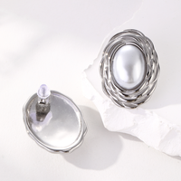 Orecchini Ovale Perle Imitation Perle Grain Bijoux En Acier Inoxydable Géométrique Perle Boucles D'oreilles Pour Femmes