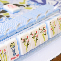 Exclusivo Juego de Fichas de Mahjong de Lujo con Rayas Azules Personalizadas, 160 Piezas, Acrílico Pulido a Mano de 3 Capas, Entretenimiento Americano, Póker