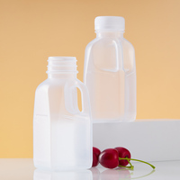 Bouteille de lait en plastique PP de qualité alimentaire 300 ml avec poignée, conteneur carré givré mat pour jus, résistant aux hautes températures