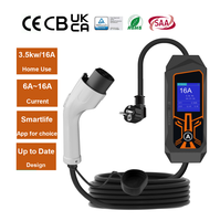 Nuevo Cargador Portátil para Vehículos Eléctricos GBT de 16A y 3.5kW para BYD Greatwall con Control por Aplicación y Enchufe Schuko