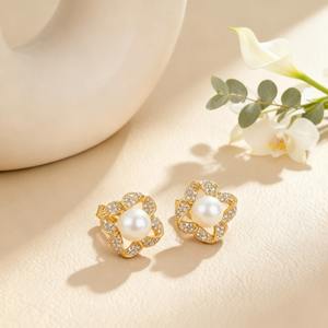 Boucles d'oreilles en argent sterling 925 YILUN, plaquées or, avec perles, bijoux pour femmes, boucles d'oreilles à perles - Product Image 3