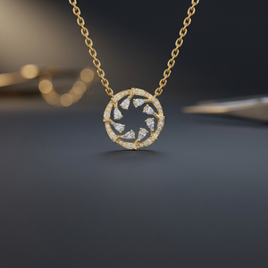 จี้เพชรเพาะเลี้ยงสำหรับผู้หญิง ทอง 14K/18K เพชรทรงกลมและทรงหยดน้ำ ระดับความสะอาด VVS/VS สี DEF เครื่องประดับหรูหรา - Product Image 1