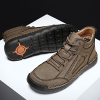 Chaussures de travail pour hommes, bottes de sécurité, bottes Chukka en cuir microfibre, fabriquées à la main, mi-hautes, doublées de polaire épaisse, rembourrées en coton