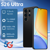 Smartphone S26 Ultra 5G Android 15 Layar LCD HD 7,3 Inci 120Hz Deca Core 16GB 1TB Kamera 108MP 8000mAh Ponsel Bebas Operator