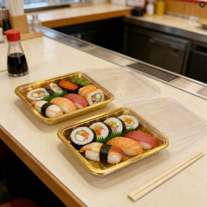 Contenedores de Sushi Dorados al por Mayor, Cajas de Plástico PET de Grado Alimenticio para Llevar Sushi, Suministros para Restaurantes Asiáticos - Product Image 2