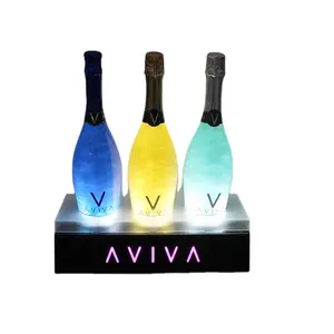 LED bottiglia glorificatore, led bottiglia d'oro del basamento, LED scintillante bottiglia di vino expositor