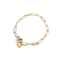 Pulsera de cadena cruzada de oro de 18 quilates ajustable, colgante cuadrado pequeño, joyería geométrica de moda para mujer, regalo, logotipo de marca grabado