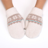 Gants d'hiver pour enfants en jacquard à motif flocon de neige, en peluche épaisse, à doigts enveloppés, pour la pêche en plein air et les sports, pour la chaleur