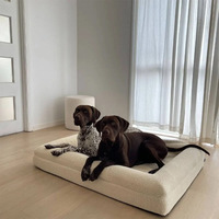 Lit orthopédique pour animaux de compagnie en tissu bouclé de qualité supérieure, fermeture éclair YKK, housse amovible et lavable, fond antidérapant pour chiens et chats de petite et moyenne taille, moderne
