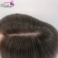 Prothèses capillaires pour femmes 9*14 en soie entièrement nouées à la main, cheveux brésiliens Remy vierges lisses couleur naturelle