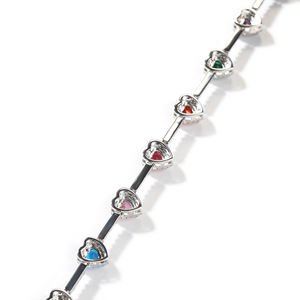 Personalizado chapado en oro blanco Multicolor corazón gema piedra cadena amor joyería Arco Iris color circón CZ collar de piedras preciosas para Mujeres Hombres - Product Image 3