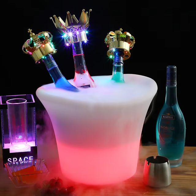 Customize logo Led Ice Bucket Nightclubs Led Solar Power Light up Beer Bucket Night Party