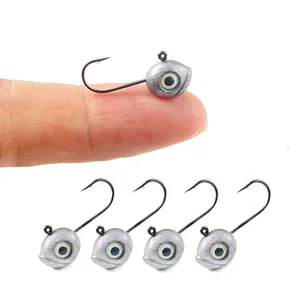 New 1g 1.7g 3.3g 3D Luminous Fisheye Die Casting Jig Lead Head Hook softbait worm fishing hook