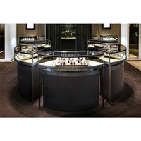 Vitrine ronde pour collier de bijouterie de centre commercial, mobilier de magasin de bijouterie personnalisé, comptoir de présentation en verre pour bijoux