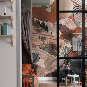 <span class=keywords><strong>Papier</strong></span> <span class=keywords><strong>peint</strong></span> personnalisé moderne de <span class=keywords><strong>Style</strong></span> nordique pour chambre d'enfants Illustration de forêt de <span class=keywords><strong>montagne</strong></span> étanche antistatique pour salon - Product Image 4