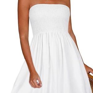 Vestido Mani de algodón y lino con estampado Floral bohemio para mujer, sin tirantes, elegante, informal, Sexy, para playa, chaleco, falda con mangas - Product Image 4