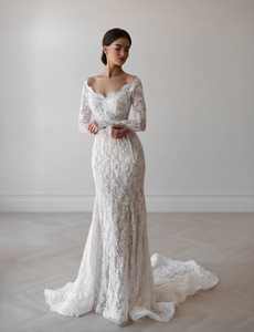 فستان زفاف Mily MW406 برقبة على شكل حورية البحر فستان زفاف بأكمام طويلة فستان زفاف رومانسي من الدانتيل فستان زفاف Vestidos De Novia - Product Image 4