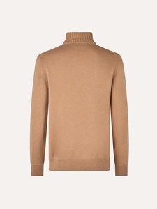 Áo len cổ lọ nam họa tiết Argyle màu nâu lạc đà, phối xám và be, chất liệu len Merino - Product Image 5