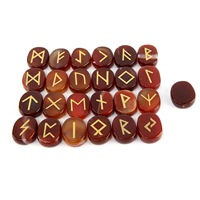 Fournisseurs 25pcs cristal naturel Runes Wicca pierres d'énergie Reiki dégringolé gravé lettrage cristal Rune pierre ensemble