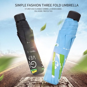 Hot Selling 21 Inch 3 Fold Manual Open and Close Blue and Black <b>Umbrella</b> Promotional Gift Funny <b>Umbrella</b> - Product Image 3