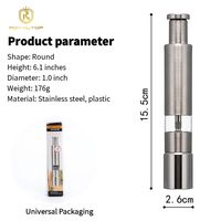 Ensemble moulin à poivre et salière miniatures en acier inoxydable à pression pour restaurant et cuisine