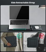 Housse pour ordinateur portable 14 pouces ultra-fine avec poignée, 2 modes de support, housse pour MacBook avec support réglable et tapis de souris intégré