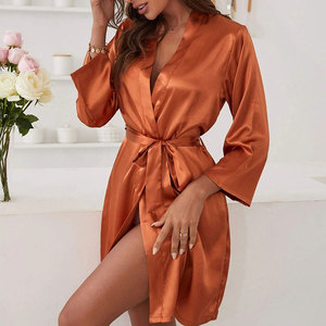Robes de nuit pour femmes en soie de mûrier 100% pure, de haute qualité, sexy, avec logo personnalisé, couleur au choix, en gros - Product Image 2