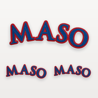 Patch brodé à lettres en blocs bleus et rouges |   Patch personnalisé à coudre sur les manches des vestes