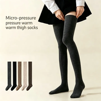 Chaussettes de compression en coton personnalisées 15 à 20 mmHg, pour sport et loisirs, hauteur cuisse, épaisses, avec soutien de la voûte plantaire, pour femmes