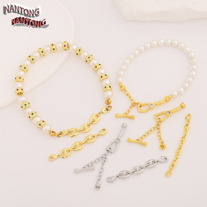NANTONG Extension Chain For DIY Jewelry Copper Plated Gold <b>Silver</b> Color Middle Size <b>Bracelet</b> Necklace Accessories - Product Image 2